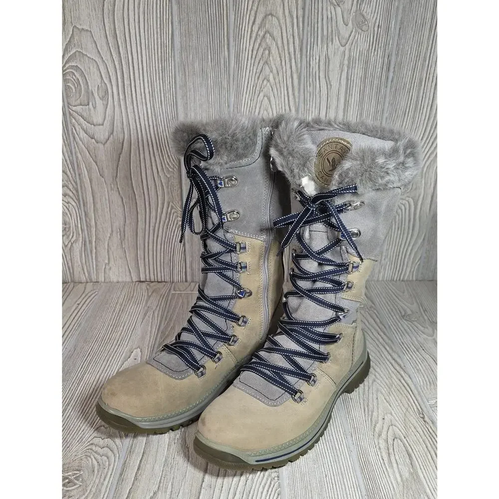 Santana Canada Morella Waterproof Faux Fur Lined Lace Up Winter Boots Womens 9
